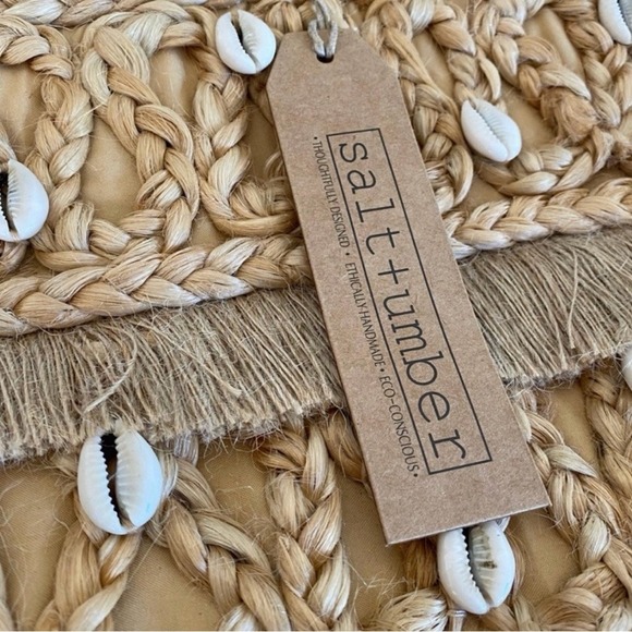 Salt + Umber Isla Jute Seashell Fringe‎ Tote Bag New - Picture 7 of 15